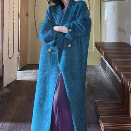 Water Ripple Cashmere Women's Long Reversible Coat – Luxury &