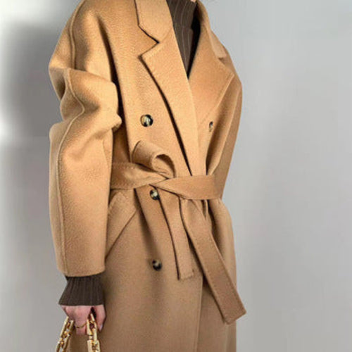 Water Ripple Cashmere Women's Long Reversible Coat – Luxury &