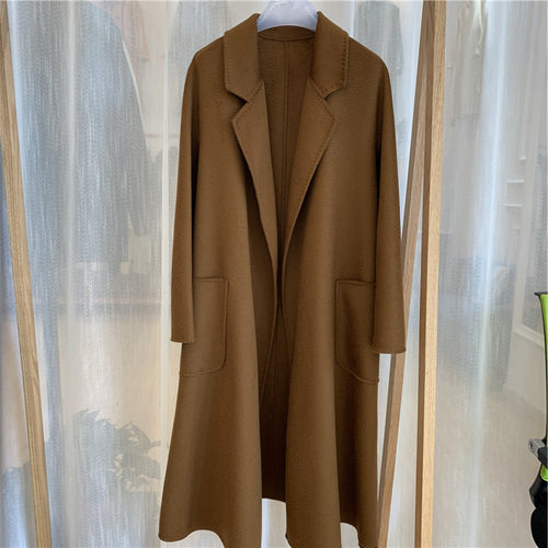 Water Ripple Cashmere Women's Long Reversible Coat – Luxury &